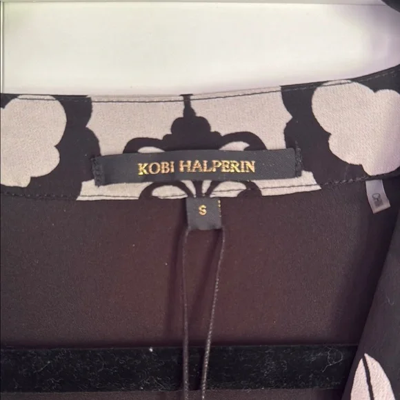 Kobi Halperin Black and Cream Floral Long Sleeve Dress - Picture 2 of 3